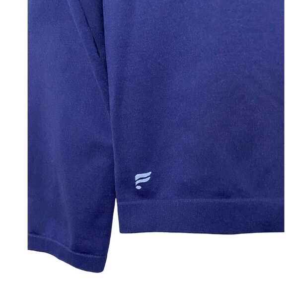 Fabletics Size Large Luciana Seamless Longsleeve Zip Up Mock Neck Navy Blue - Picture 7 of 12